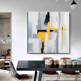 Hand Painted Oil Paintings Black and white gold Modern Abstract Oil Paintings On Canvas Wall Art Decorative Picture Living Room Hallway Bedroom L (style: 01, size: 100x100cm)